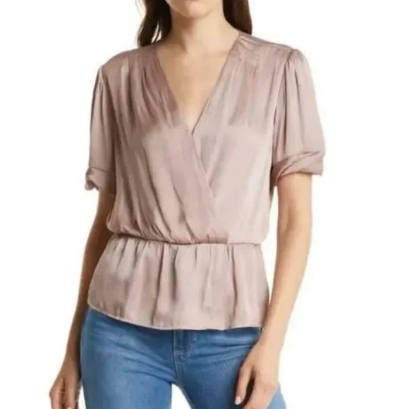 PAIGE Felicity Peplum Blouse in wild Rose Medium - Picture 1 of 10
